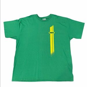 Vintage Nike 100% Cotton Green & Yellow Stripe Tee